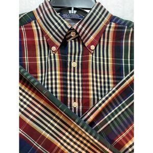 Tommy Hilfiger Mens Medium Long Sleeve Button Down Shirt - Multicolor Plaid